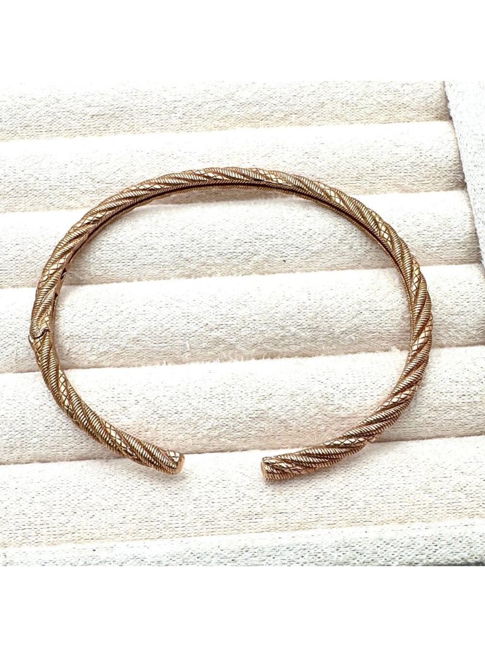 Judith Ripka Bracelet Rose Gold Plated Sterling Silver Hinged Cuff 7 Inch